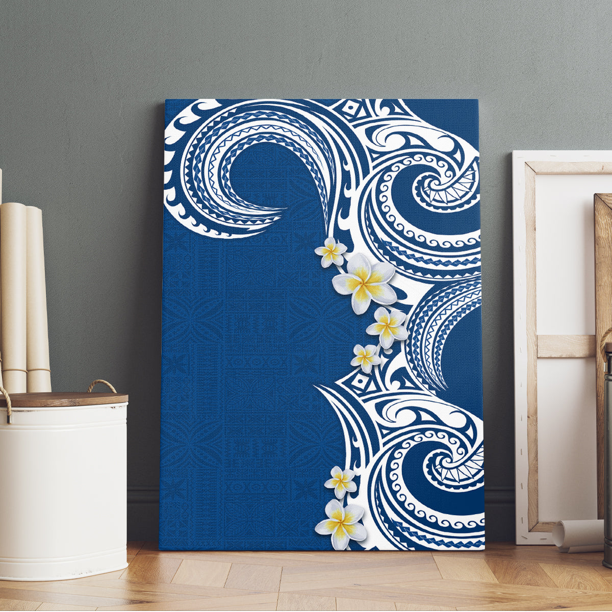 Aloha Polynesian Plumeria Flower Canvas Wall Art Blue Color LT03 - Polynesian Pride