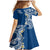 Aloha Polynesian Plumeria Flower Family Matching Mermaid Dress and Hawaiian Shirt Blue Color