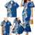 Aloha Polynesian Plumeria Flower Family Matching Mermaid Dress and Hawaiian Shirt Blue Color