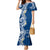 Aloha Polynesian Plumeria Flower Family Matching Mermaid Dress and Hawaiian Shirt Blue Color