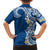 Aloha Polynesian Plumeria Flower Family Matching Off The Shoulder Long Sleeve Dress and Hawaiian Shirt Blue Color