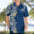 Aloha Polynesian Plumeria Flower Hawaiian Shirt Blue Color