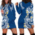 Aloha Polynesian Plumeria Flower Hoodie Dress Blue Color