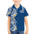 Aloha Polynesian Plumeria Flower Kid Hawaiian Shirt Blue Color