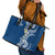 Aloha Polynesian Plumeria Flower Leather Tote Bag Blue Color