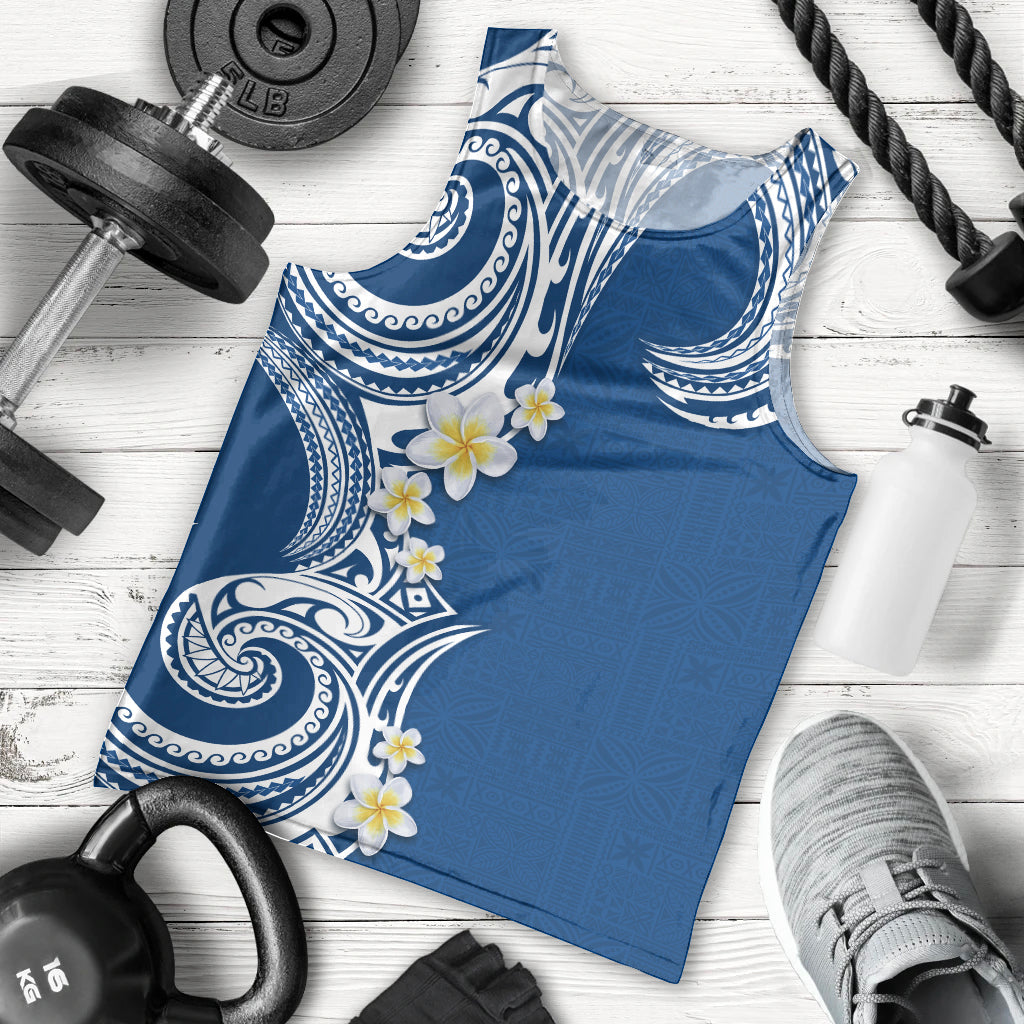 Aloha Polynesian Plumeria Flower Men Tank Top Blue Color LT03 - Polynesian Pride