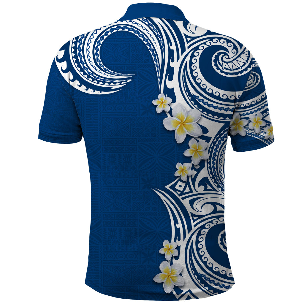 Aloha Polynesian Plumeria Flower Polo Shirt Blue Color LT03 - Polynesian Pride