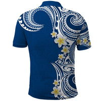 Aloha Polynesian Plumeria Flower Polo Shirt Blue Color LT03 - Polynesian Pride