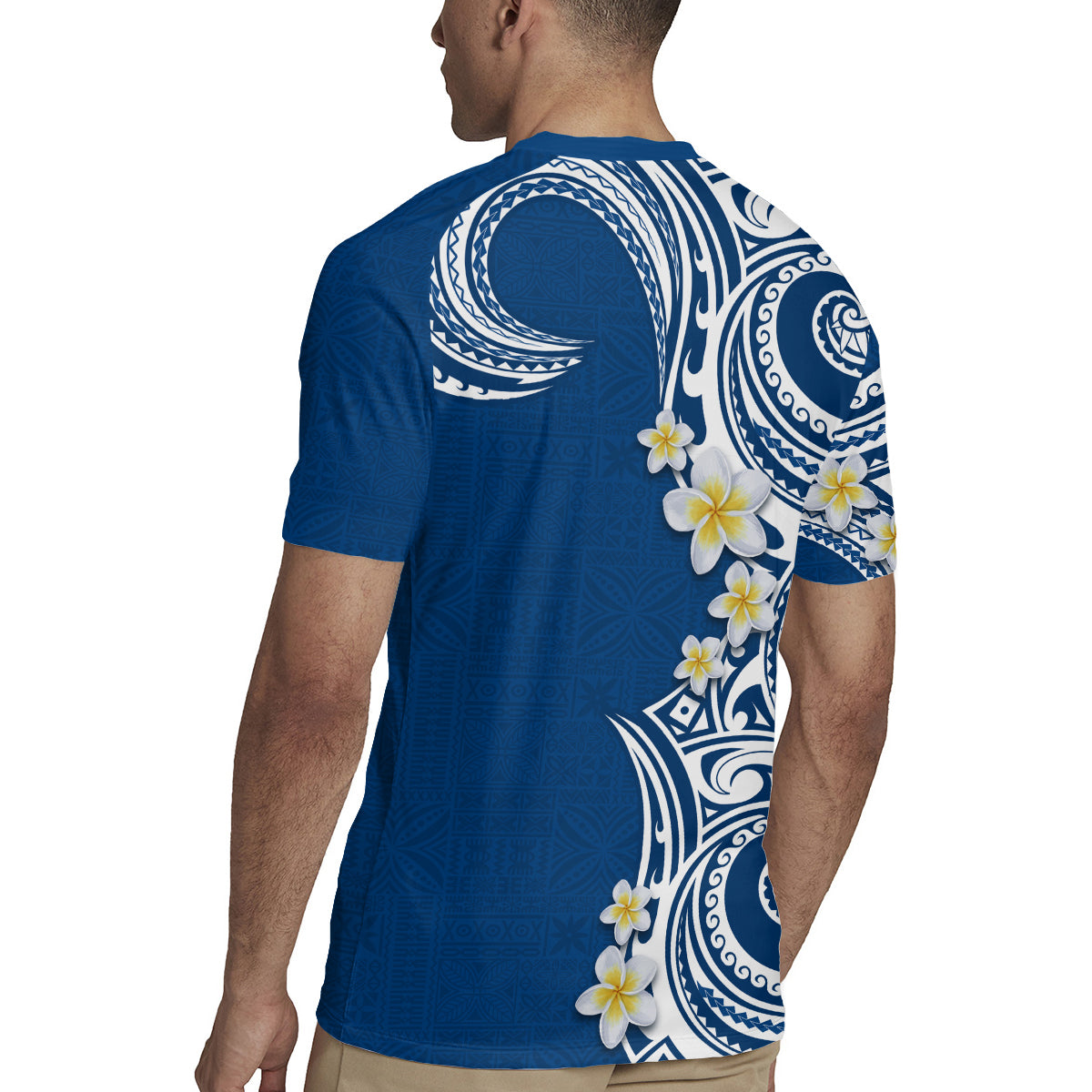 Aloha Polynesian Plumeria Flower Rugby Jersey Blue Color LT03 - Polynesian Pride