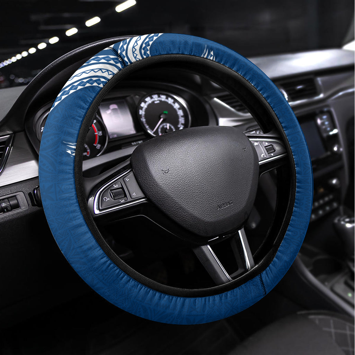 Aloha Polynesian Plumeria Flower Steering Wheel Cover Blue Color LT03 Universal Fit Blue - Polynesian Pride