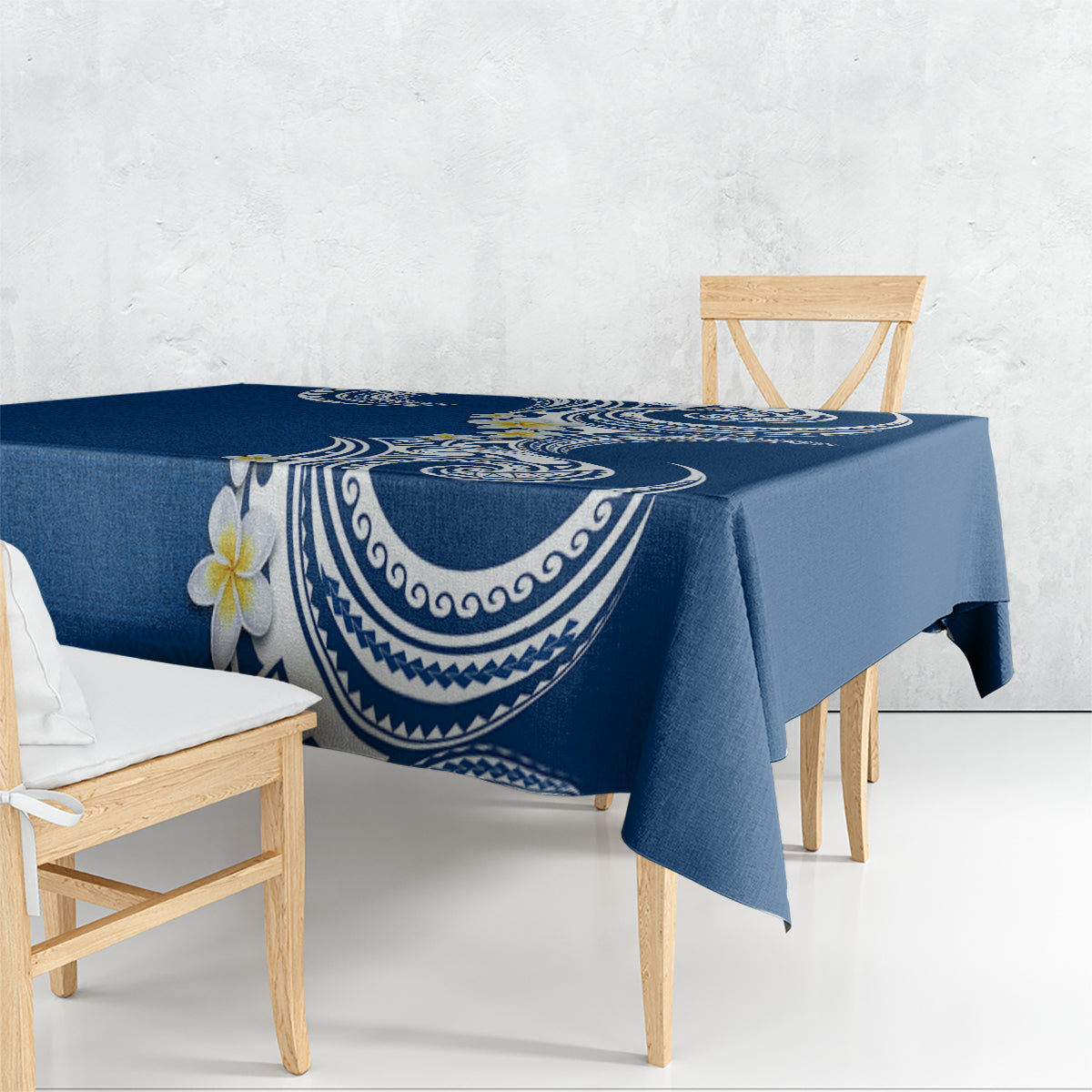 Aloha Polynesian Plumeria Flower Tablecloth Blue Color LT03 - Polynesian Pride