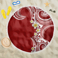 Aloha Polynesian Plumeria Flower Beach Blanket Red Color LT03 One Size 150cm Red - Polynesian Pride