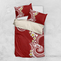 Aloha Polynesian Plumeria Flower Bedding Set Red Color LT03 US Twin 172cm x 218cm Red - Polynesian Pride