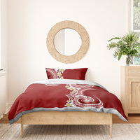 Aloha Polynesian Plumeria Flower Bedding Set Red Color LT03 - Polynesian Pride