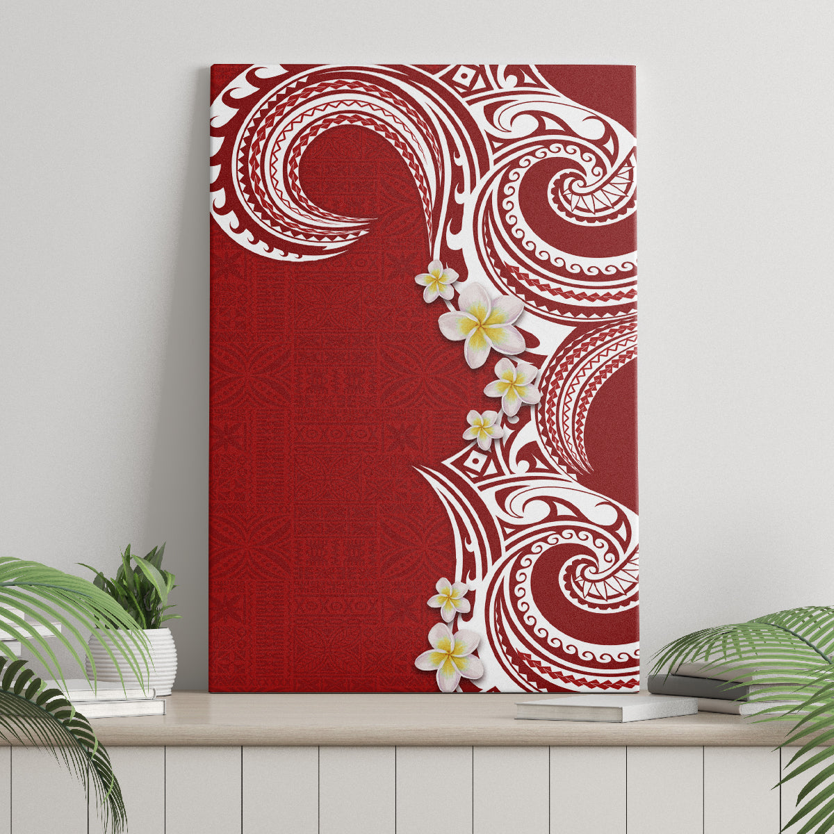 Aloha Polynesian Plumeria Flower Canvas Wall Art Red Color LT03 - Polynesian Pride