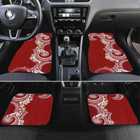 Aloha Polynesian Plumeria Flower Car Mats Red Color LT03 Set 4pcs Red - Polynesian Pride