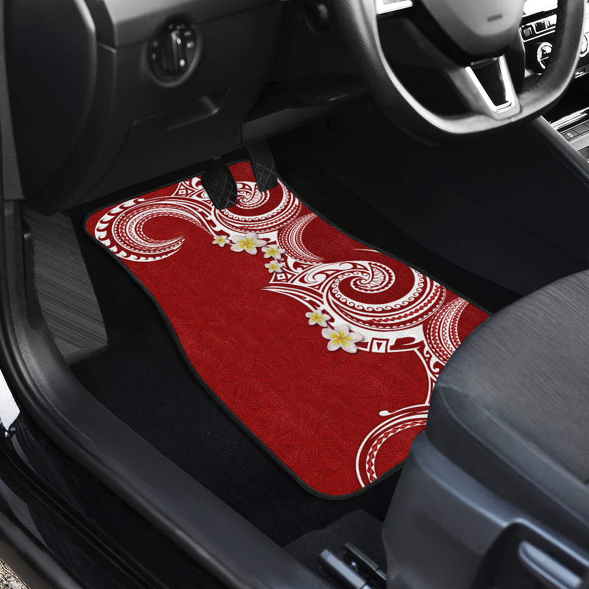 Aloha Polynesian Plumeria Flower Car Mats Red Color LT03 - Polynesian Pride