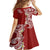 Aloha Polynesian Plumeria Flower Family Matching Long Sleeve Bodycon Dress and Hawaiian Shirt Red Color