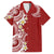 Aloha Polynesian Plumeria Flower Family Matching Long Sleeve Bodycon Dress and Hawaiian Shirt Red Color