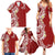 Aloha Polynesian Plumeria Flower Family Matching Summer Maxi Dress and Hawaiian Shirt Red Color