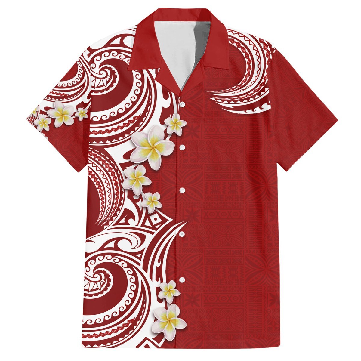 Aloha Polynesian Plumeria Flower Hawaiian Shirt Red Color LT03 Red - Polynesian Pride