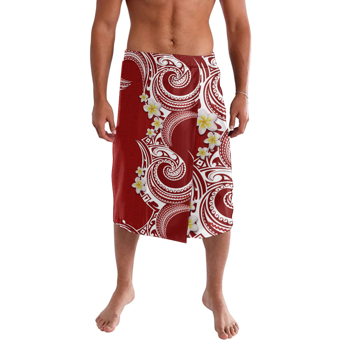 Aloha Polynesian Plumeria Flower Lavalava Red Color LT03 Red - Polynesian Pride
