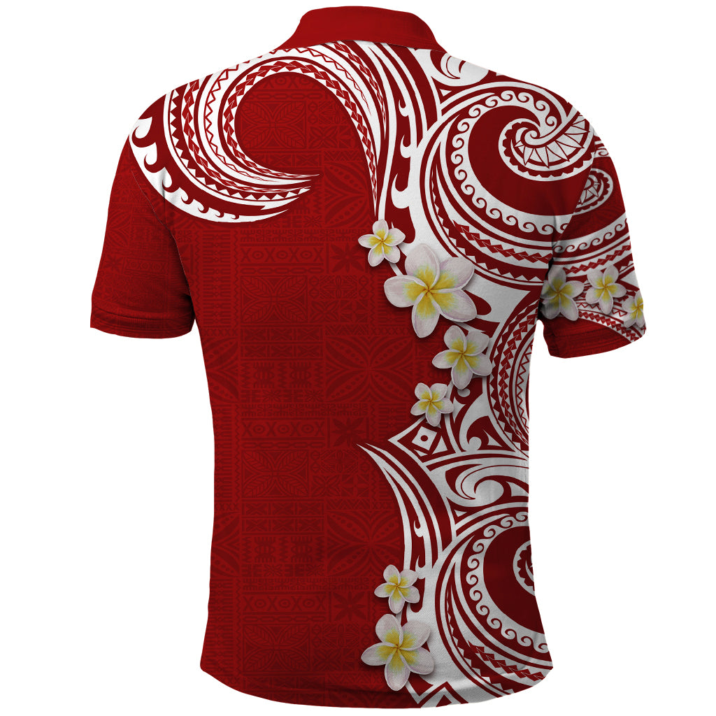 Aloha Polynesian Plumeria Flower Polo Shirt Red Color LT03 - Polynesian Pride