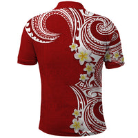Aloha Polynesian Plumeria Flower Polo Shirt Red Color LT03 - Polynesian Pride