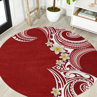 Aloha Polynesian Plumeria Flower Round Carpet Red Color LT03 Red - Polynesian Pride