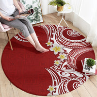 Aloha Polynesian Plumeria Flower Round Carpet Red Color LT03 - Polynesian Pride