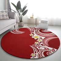 Aloha Polynesian Plumeria Flower Round Carpet Red Color LT03 - Polynesian Pride