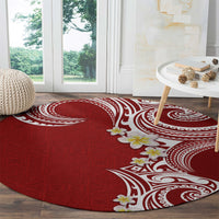 Aloha Polynesian Plumeria Flower Round Carpet Red Color LT03 - Polynesian Pride