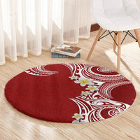 Aloha Polynesian Plumeria Flower Round Carpet Red Color LT03 - Polynesian Pride