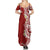 Aloha Polynesian Plumeria Flower Summer Maxi Dress Red Color