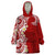 Aloha Polynesian Plumeria Flower Wearable Blanket Hoodie Red Color