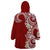 Aloha Polynesian Plumeria Flower Wearable Blanket Hoodie Red Color