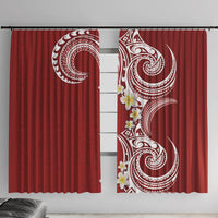 Aloha Polynesian Plumeria Flower Window Curtain Red Color LT03 With Hooks Red - Polynesian Pride