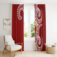 Aloha Polynesian Plumeria Flower Window Curtain Red Color LT03 - Polynesian Pride
