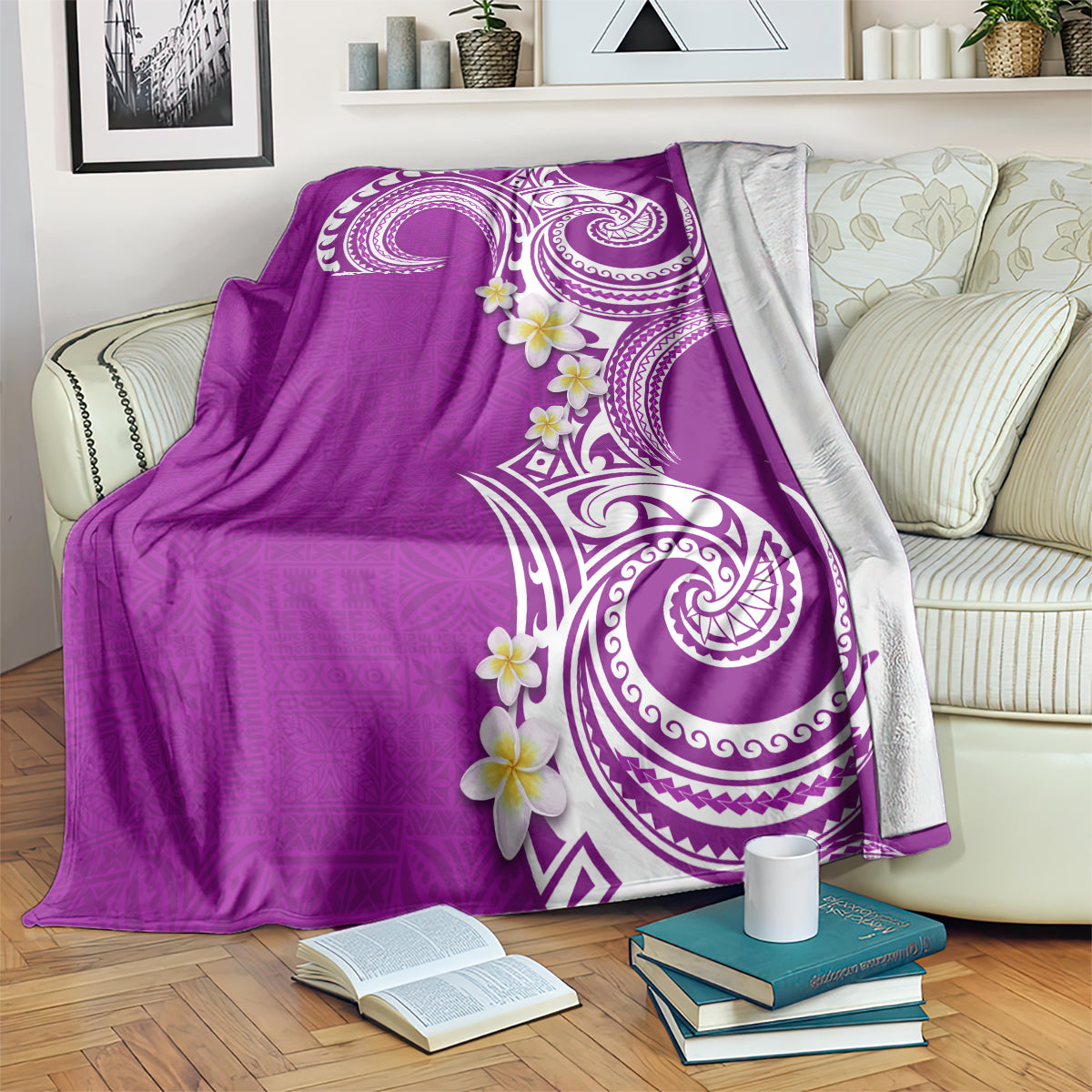Aloha Polynesian Plumeria Flower Blanket Purple Color LT03 Purple - Polynesian Pride