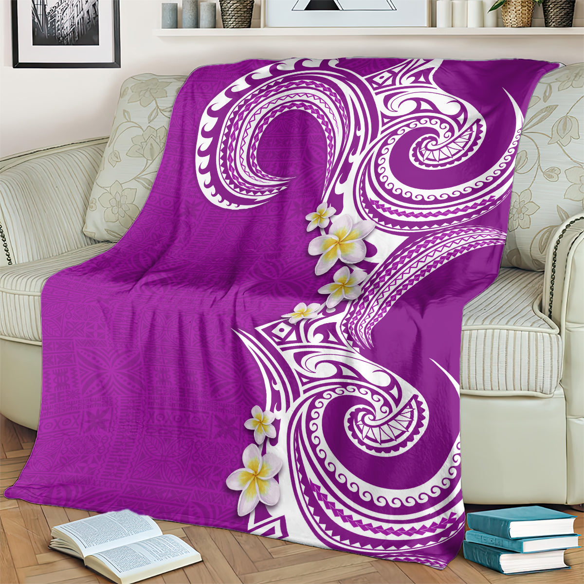 Aloha Polynesian Plumeria Flower Blanket Purple Color LT03 - Polynesian Pride