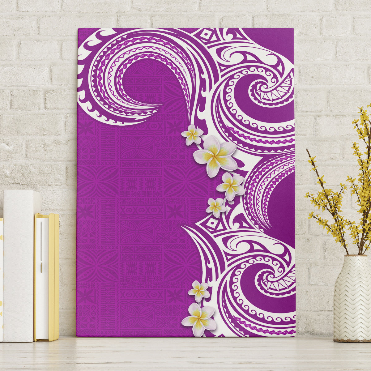 Aloha Polynesian Plumeria Flower Canvas Wall Art Purple Color LT03 Without Frame Purple - Polynesian Pride