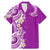 Aloha Polynesian Plumeria Flower Family Matching Mermaid Dress and Hawaiian Shirt Purple Color