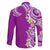 Aloha Polynesian Plumeria Flower Family Matching Mermaid Dress and Hawaiian Shirt Purple Color