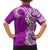 Aloha Polynesian Plumeria Flower Family Matching Off The Shoulder Long Sleeve Dress and Hawaiian Shirt Purple Color