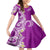 Aloha Polynesian Plumeria Flower Family Matching Off The Shoulder Long Sleeve Dress and Hawaiian Shirt Purple Color