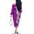 Aloha Polynesian Plumeria Flower Family Matching Off The Shoulder Long Sleeve Dress and Hawaiian Shirt Purple Color