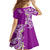 Aloha Polynesian Plumeria Flower Family Matching Short Sleeve Bodycon Dress and Hawaiian Shirt Purple Color