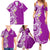 Aloha Polynesian Plumeria Flower Family Matching Summer Maxi Dress and Hawaiian Shirt Purple Color