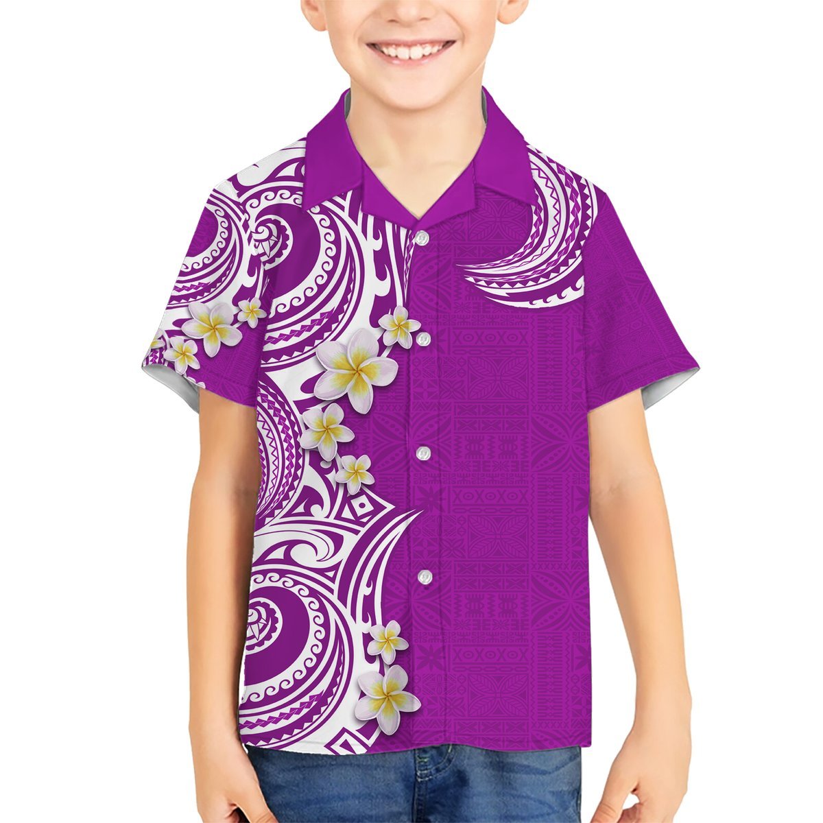 Aloha Polynesian Plumeria Flower Hawaiian Shirt Purple Color LT03 - Polynesian Pride