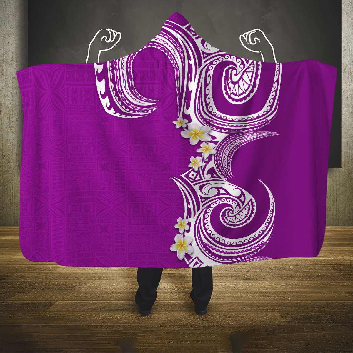 Aloha Polynesian Plumeria Flower Hooded Blanket Purple Color LT03 One Size Purple - Polynesian Pride